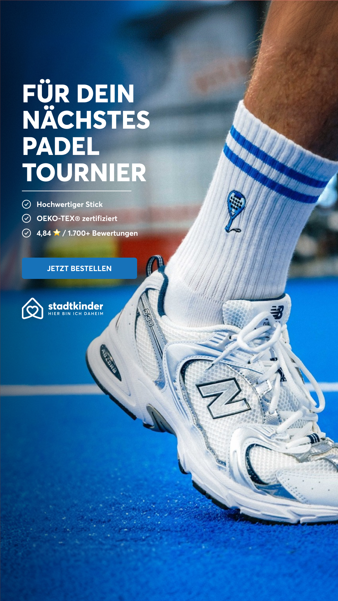 Stadtkinder Facebook ad: Spiel, Satz, Socke