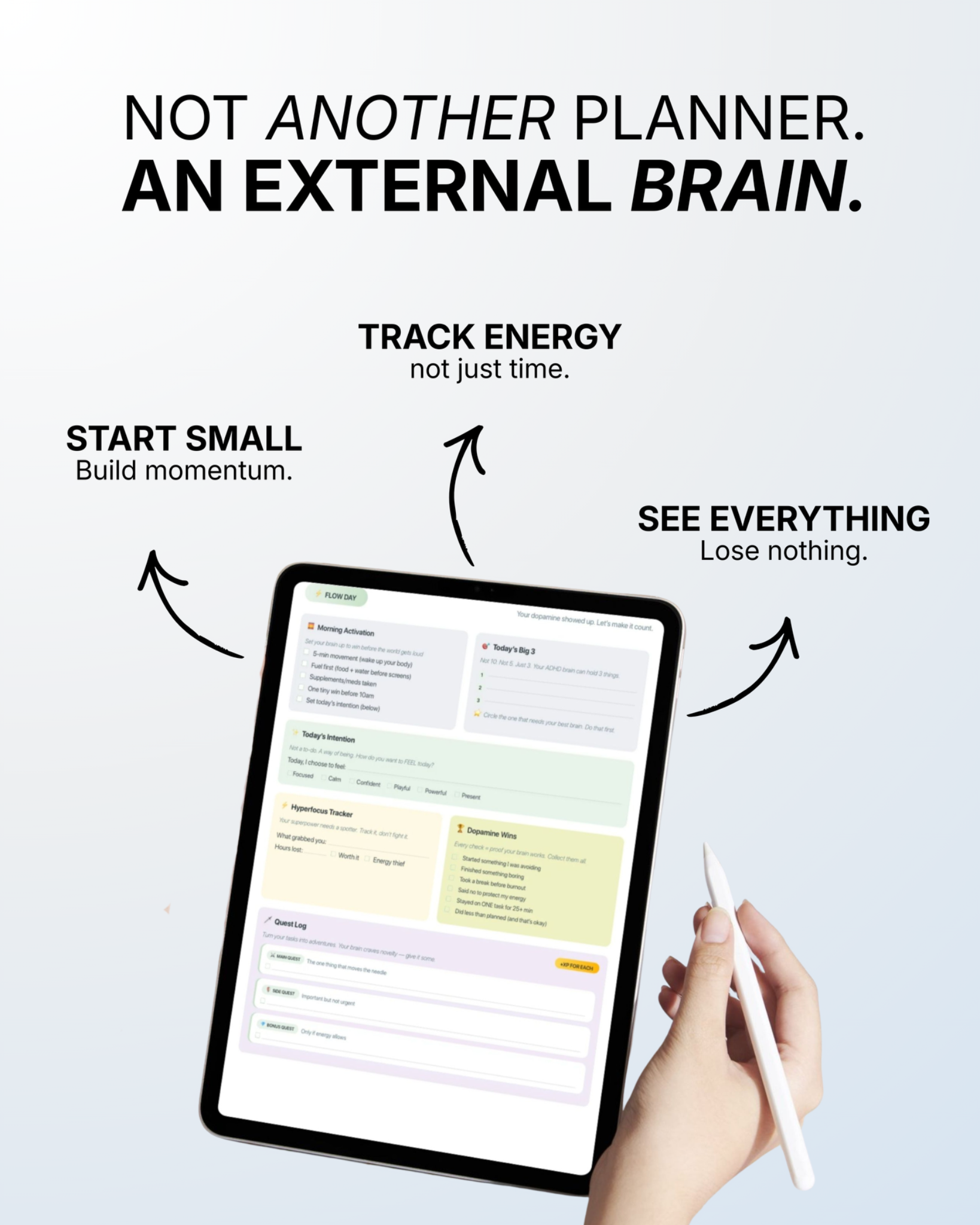 Dopamine Planner Facebook ad: Not another planner. An external brain.