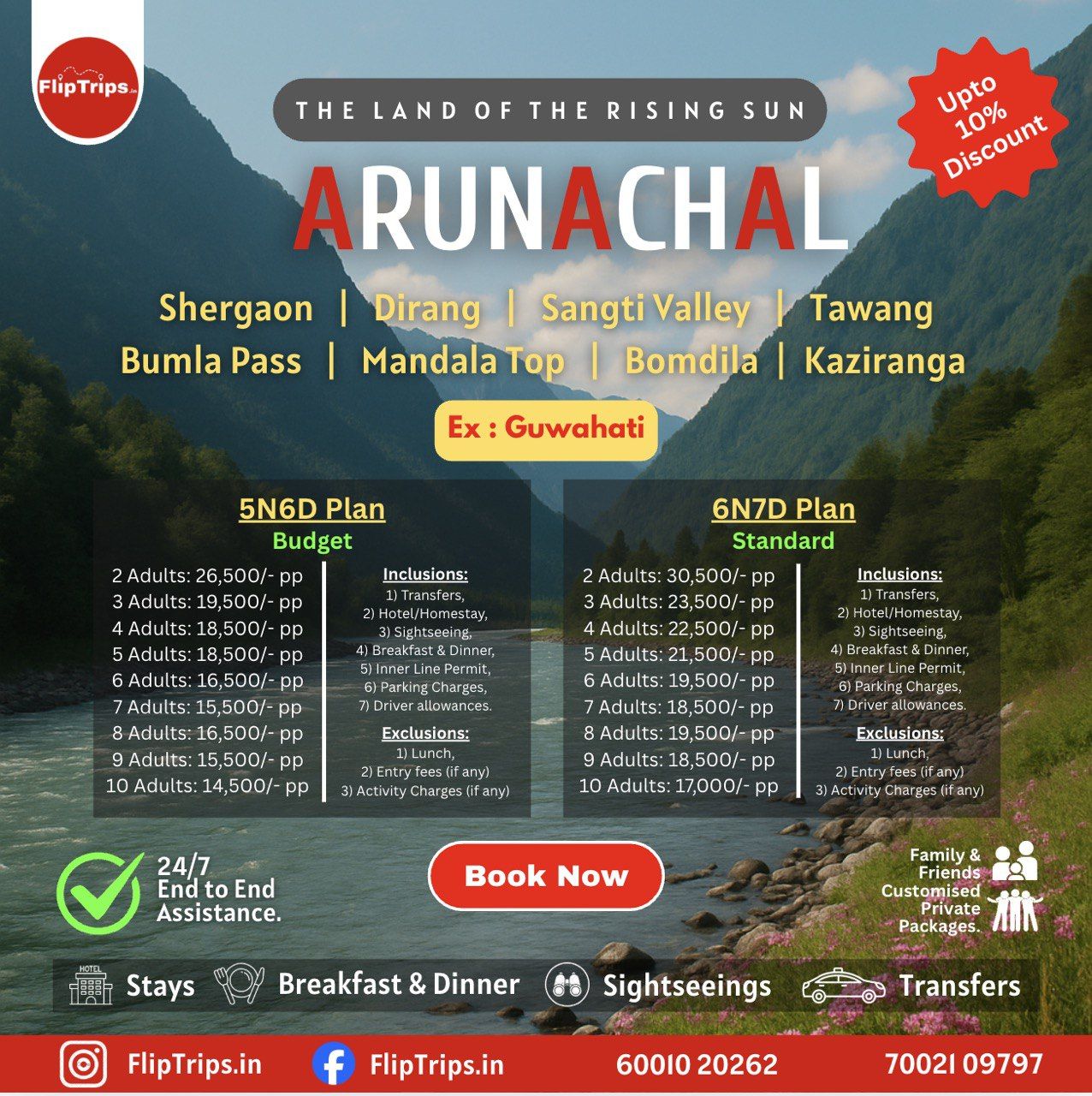 FlipTrips India Facebook ad: Discover Arunachal Pradesh's Hidden Gems!