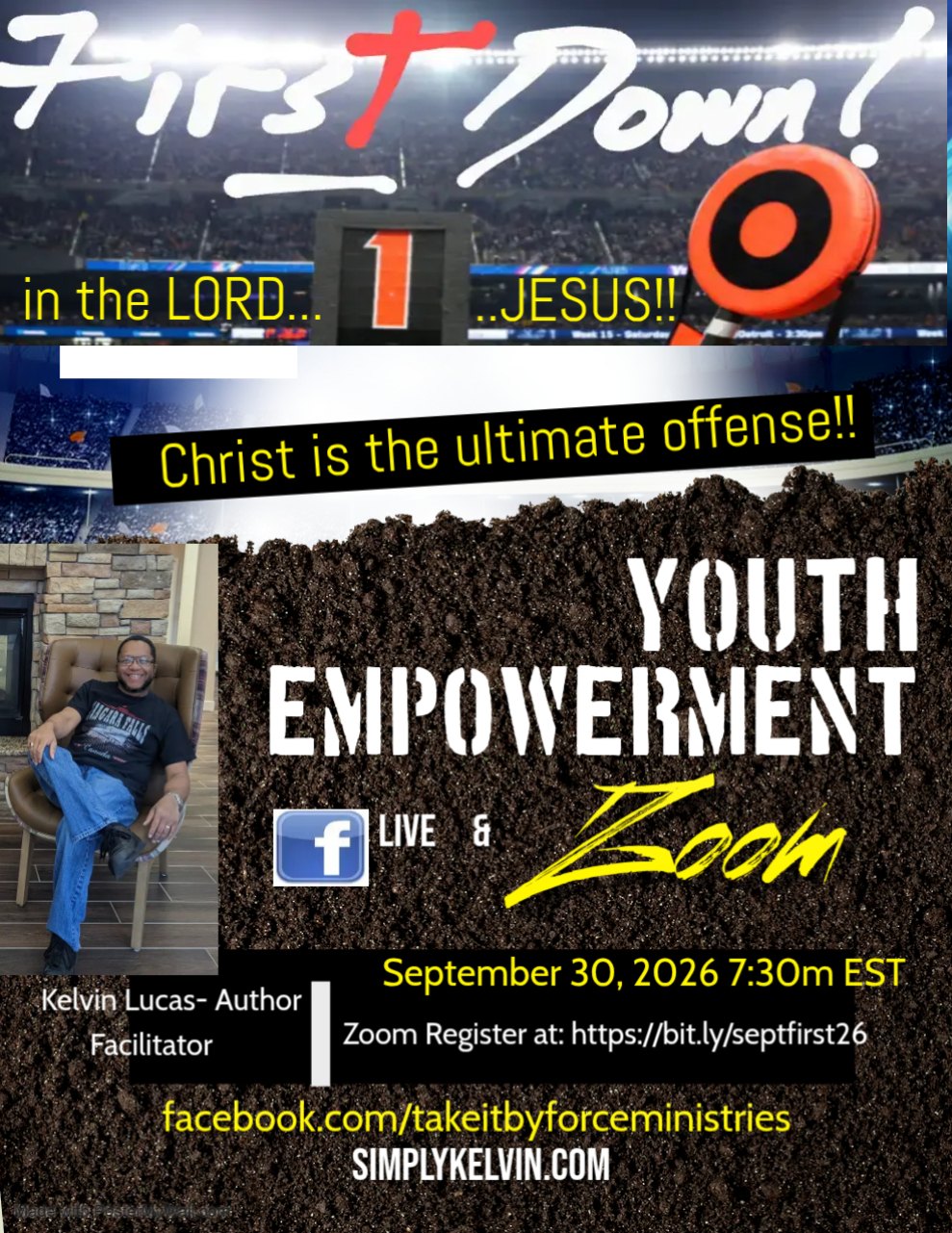 Take It By Force Ministries, Inc. Facebook ad: FREE! Facebook Live and Zoom September empowerment sessions!