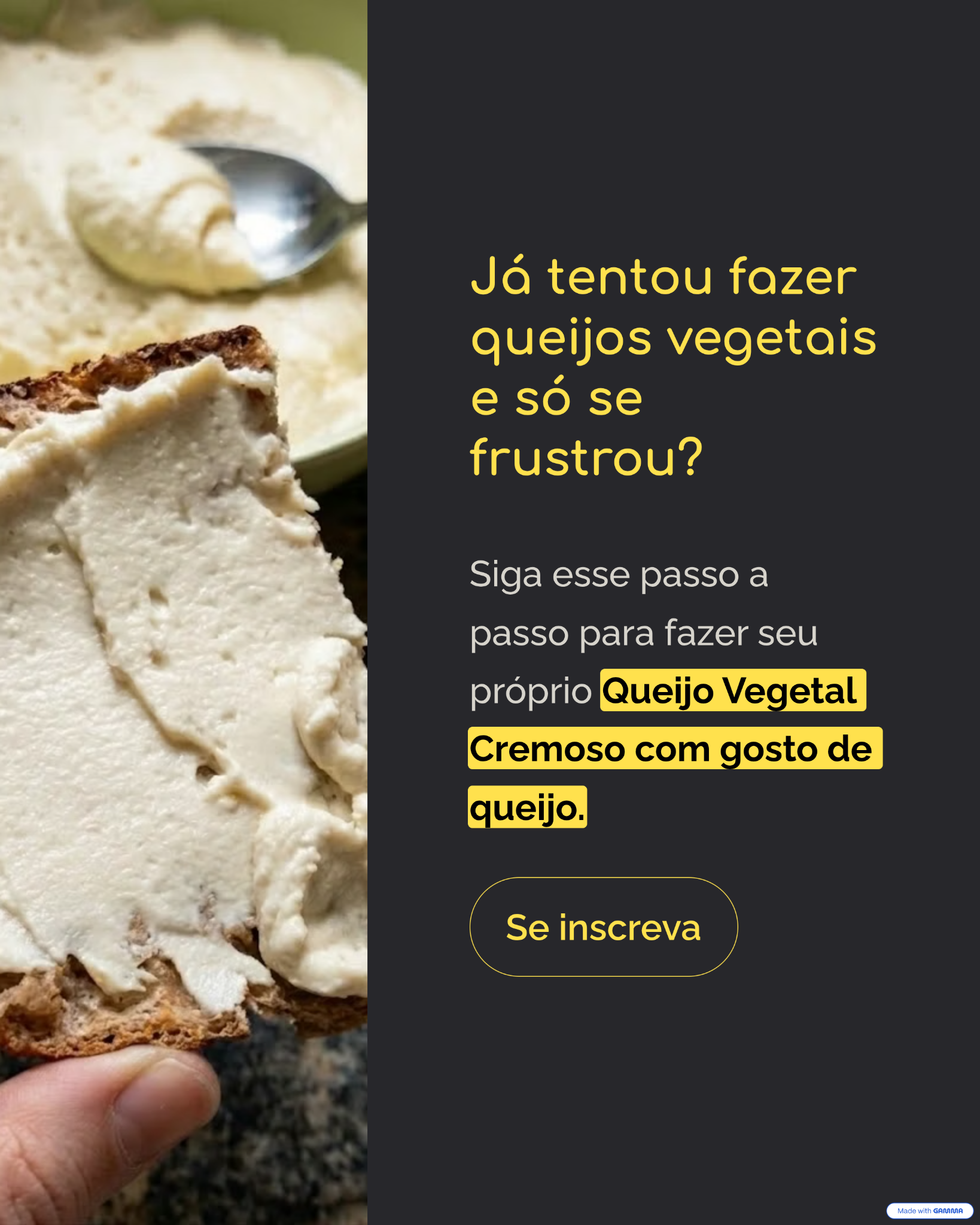 Vegan Cheese Lover Facebook ad: Queijo Vegetal Cremoso - sua solução