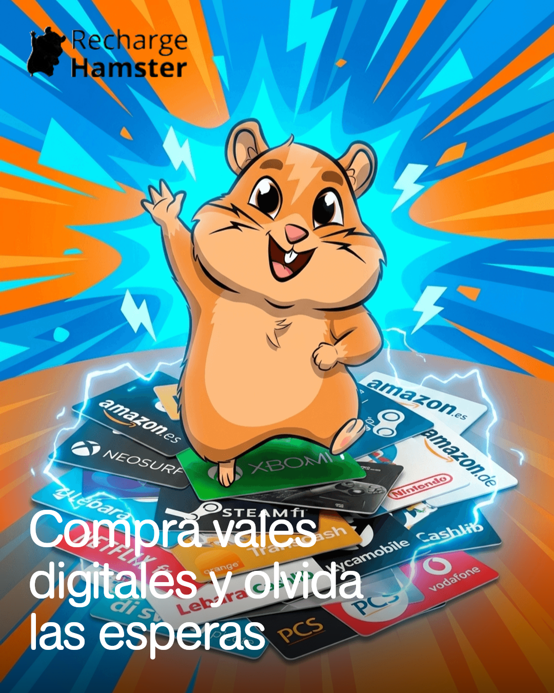 RechargeHamster ES Facebook ad: Compra fácil, disfruta al instante