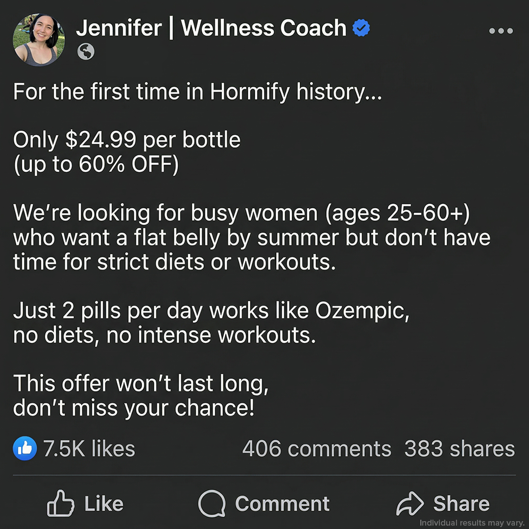 Hormify Facebook ad: Best-Selling Hormonal Balance Supplement!