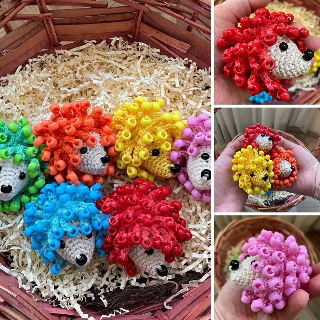 Yarnelleshop Facebook ad: Baby Hedgehog Crochet Pattern - Sensory Fidget Toy with…