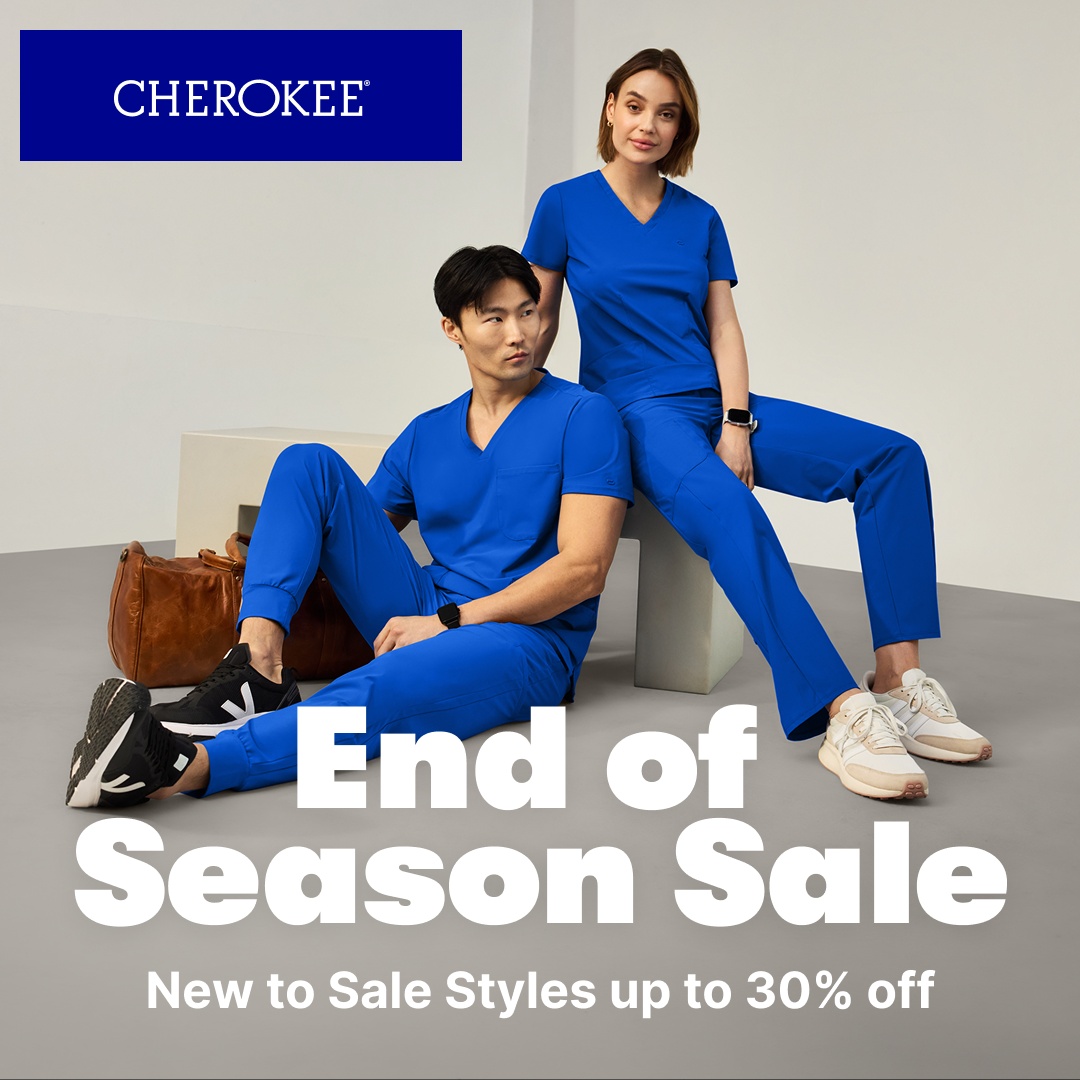 Cherokee Uniforms Facebook ad: New to Sale, Up to 30% Off