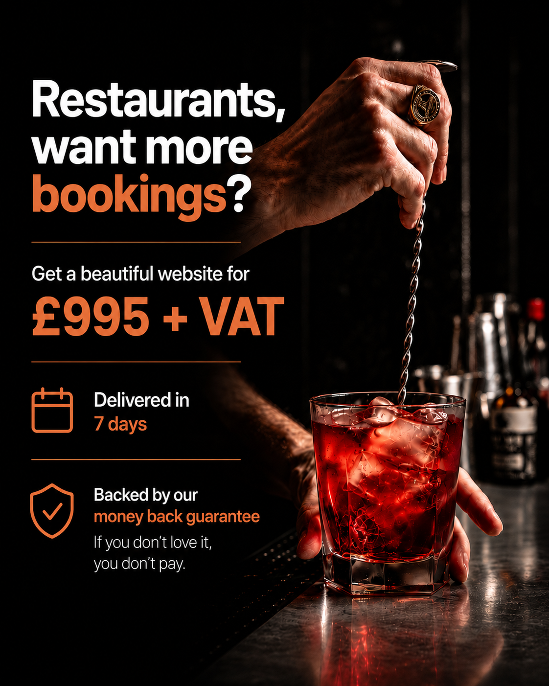 Aperture Comms Facebook ad: Restaurant Websites for £995 + VAT