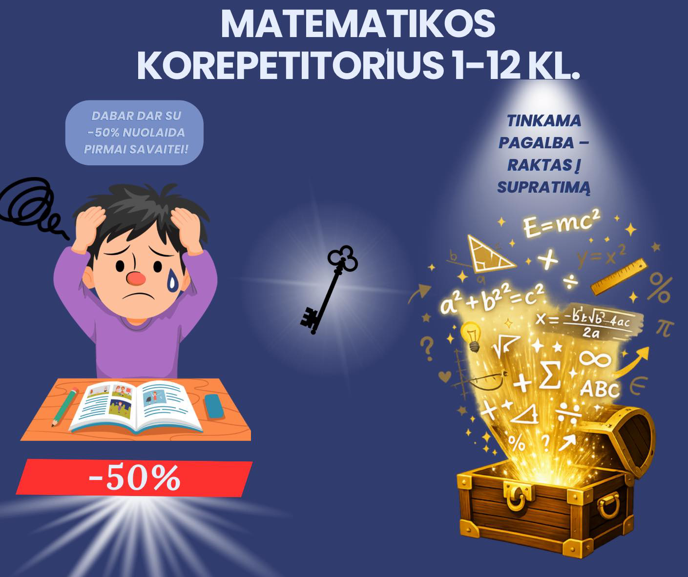 SUMA Facebook ad: Matematika -50% pigiau!