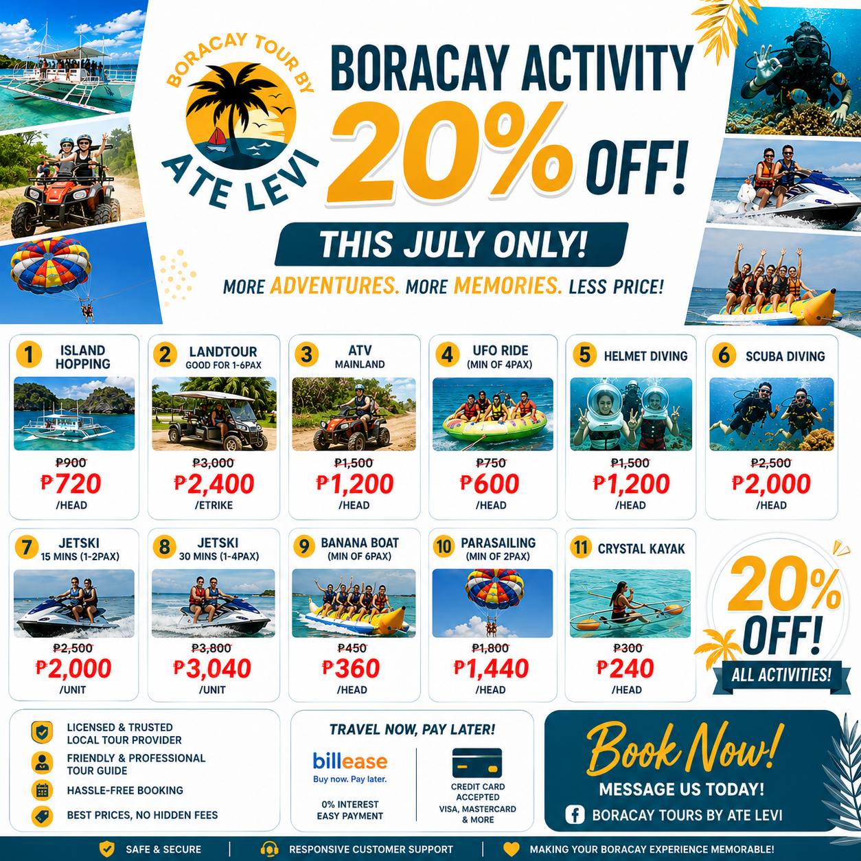 Boracay Tours by Ate levi Facebook ad