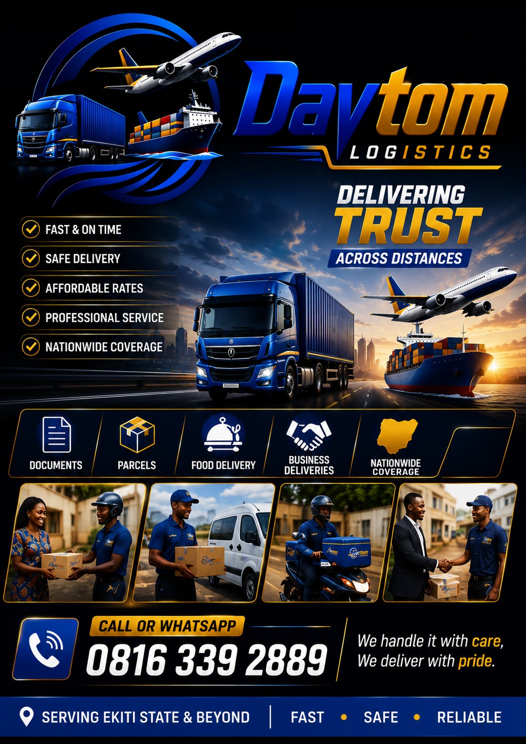 Davtom Logistics Services. Facebook ad