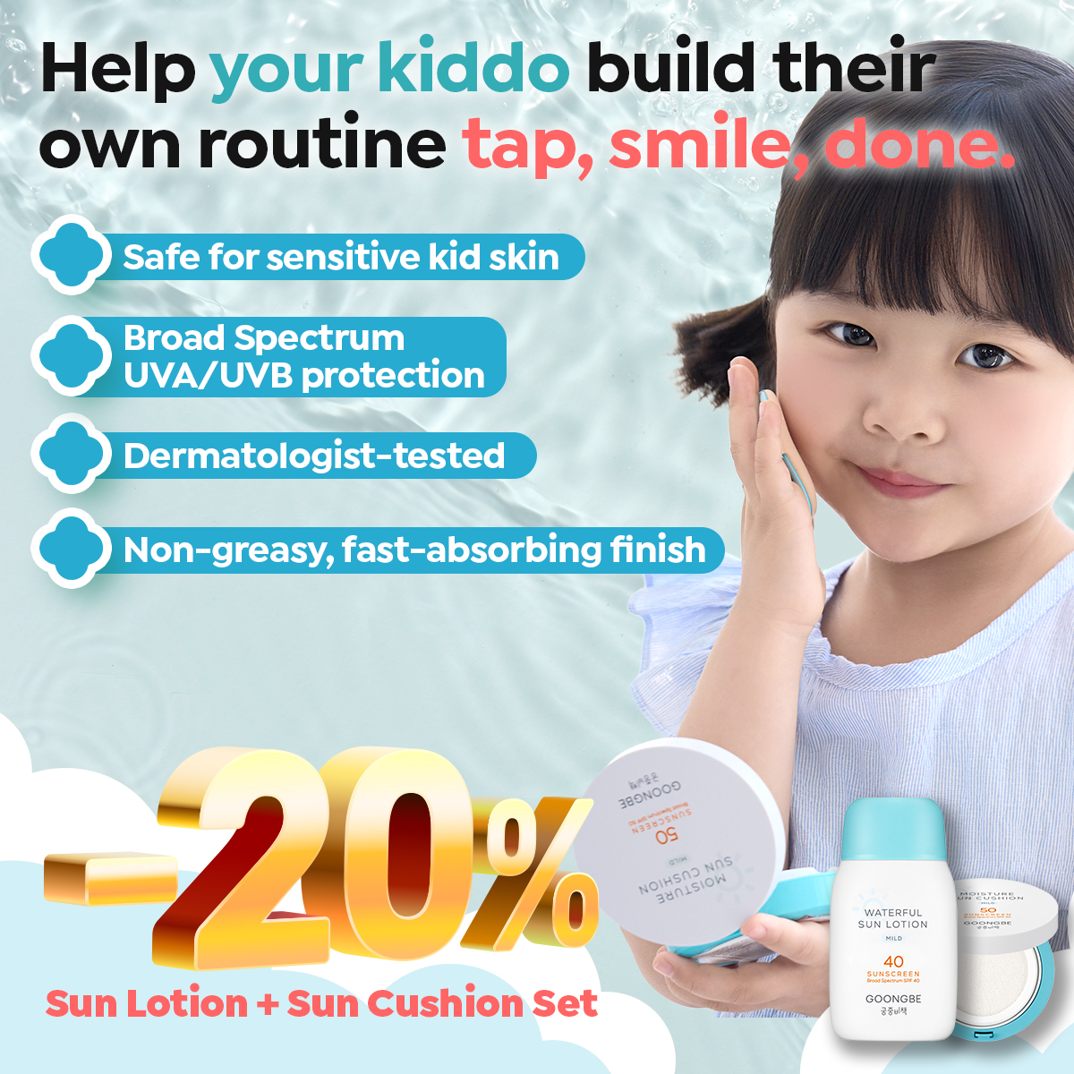 Goongbe Facebook ad: Tap-Tap Sun Cushion Kids Love