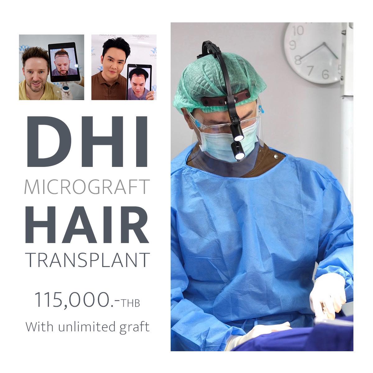 Warodom Hair Center & Esthetic Clinic ปลูกผมถาวร By หมอวโรดม Facebook ad: Hair transplant with DHI technique