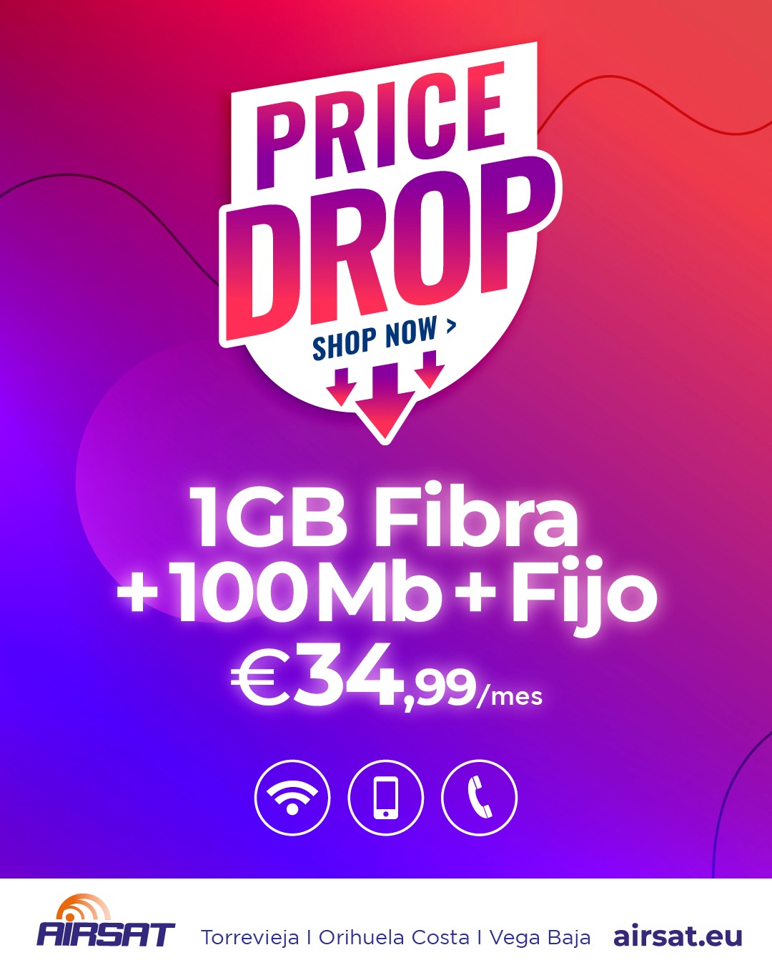 AirSat Comunicaciones Facebook ad: Más velocidad, mejor precio