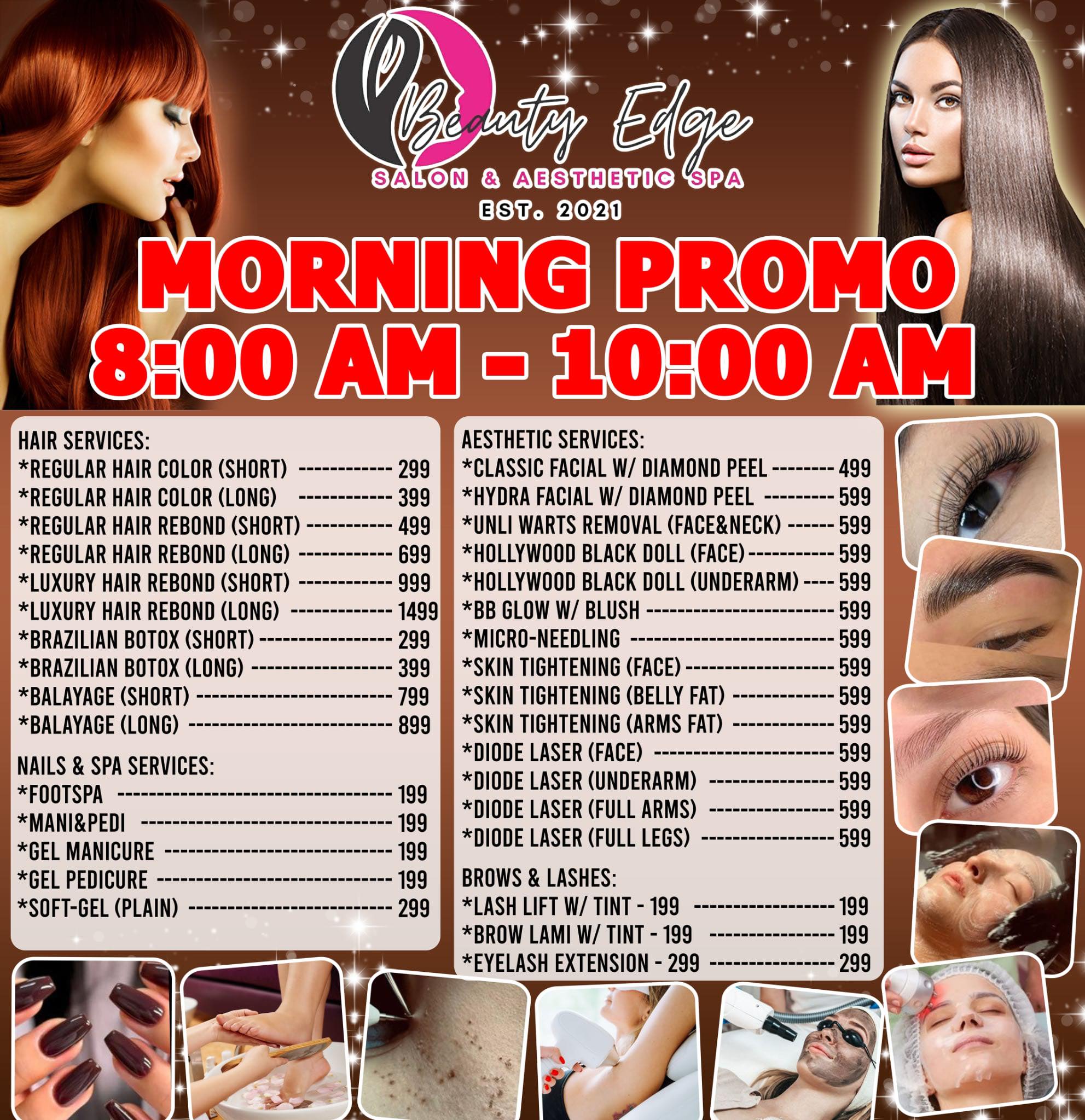 Beauty Edge Salon Facebook ad: BEAUTY EDGE SALON & SPA