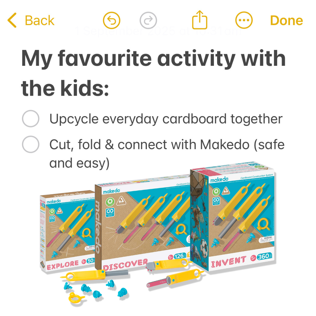 Makedo Facebook ad: Tools. For Kids. For Cardboard