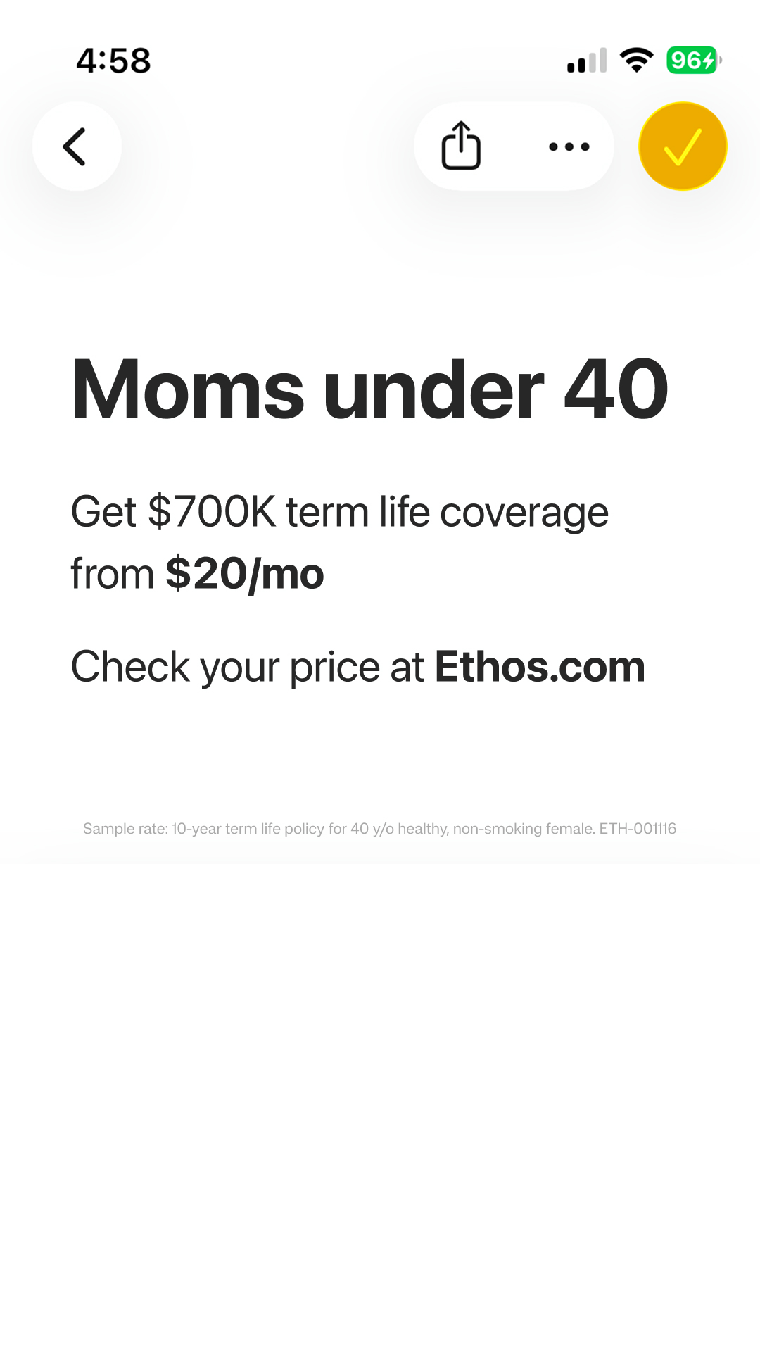 Ethos Facebook ad