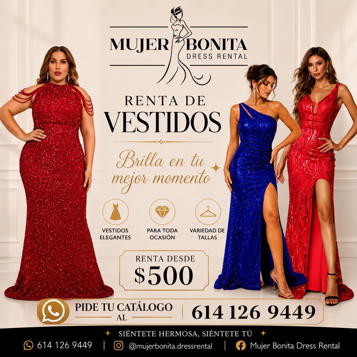 Mujer Bonita renta de vestidos Facebook ad