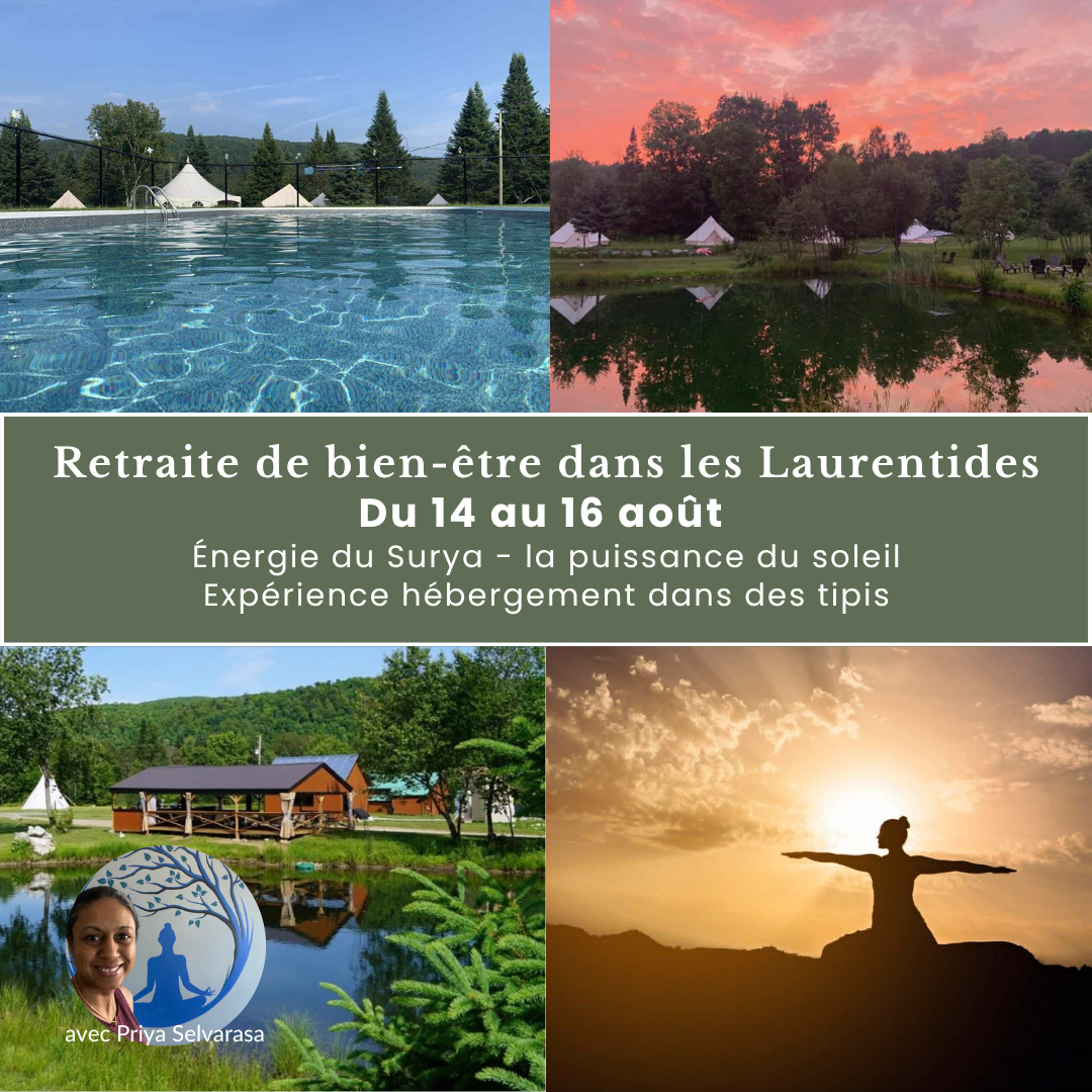 Prana Yoga Shala Facebook ad: Retraite de bien-être en nature dans les Laurentides - 14…