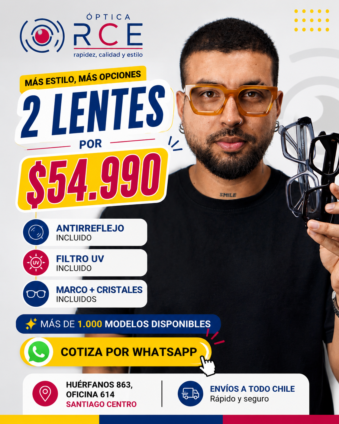 Optica RCE Facebook ad: 2 lentes completos por $54.990