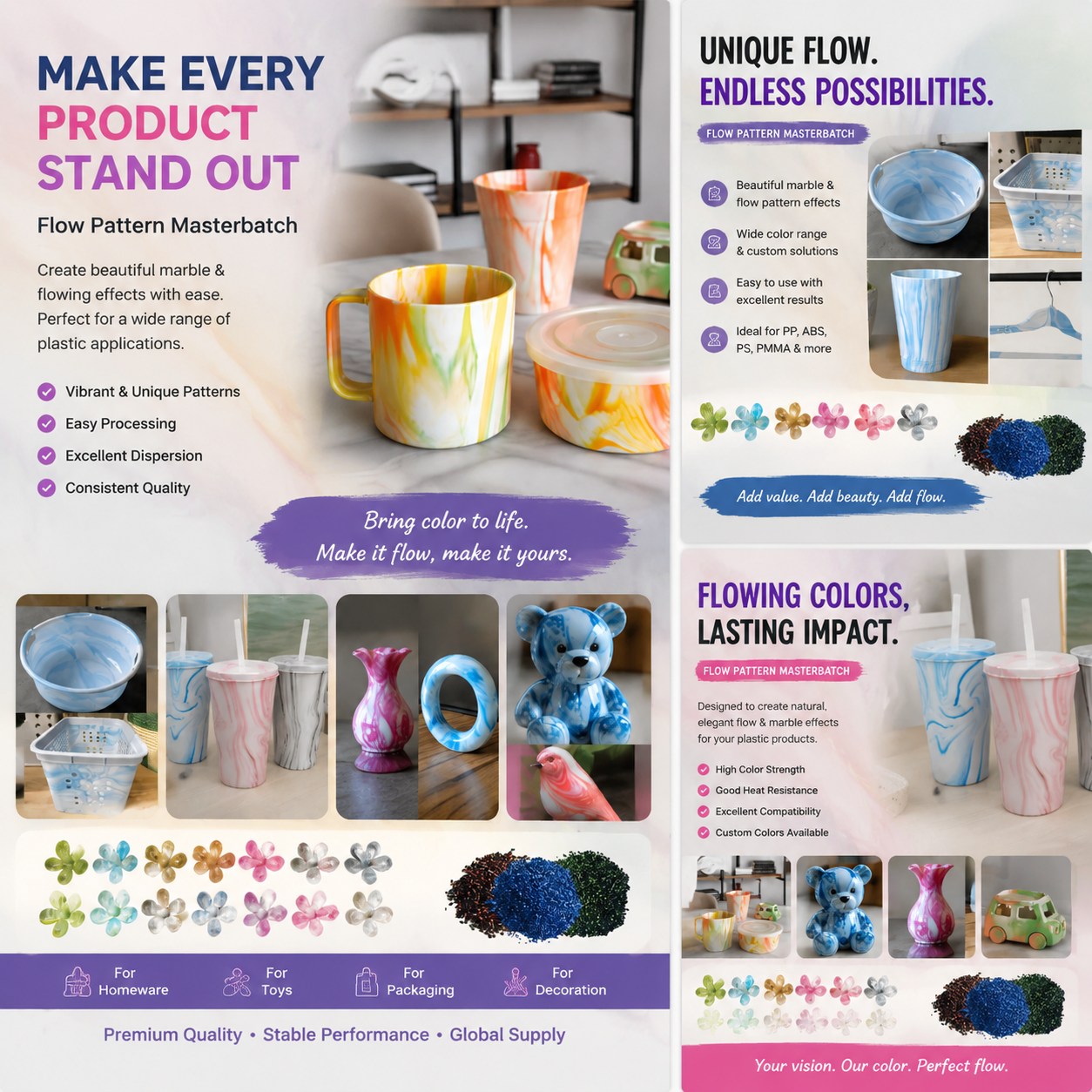 Gary-CLF Pigment Facebook ad: Transform Your Plastics with Flow Pattern Masterbatch!