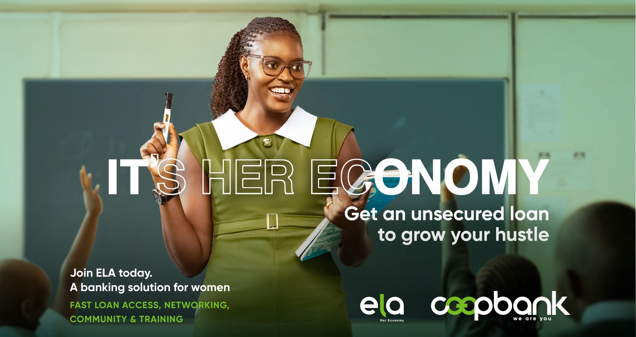 Co-op Bank Kenya Facebook ad: She puts in the work.