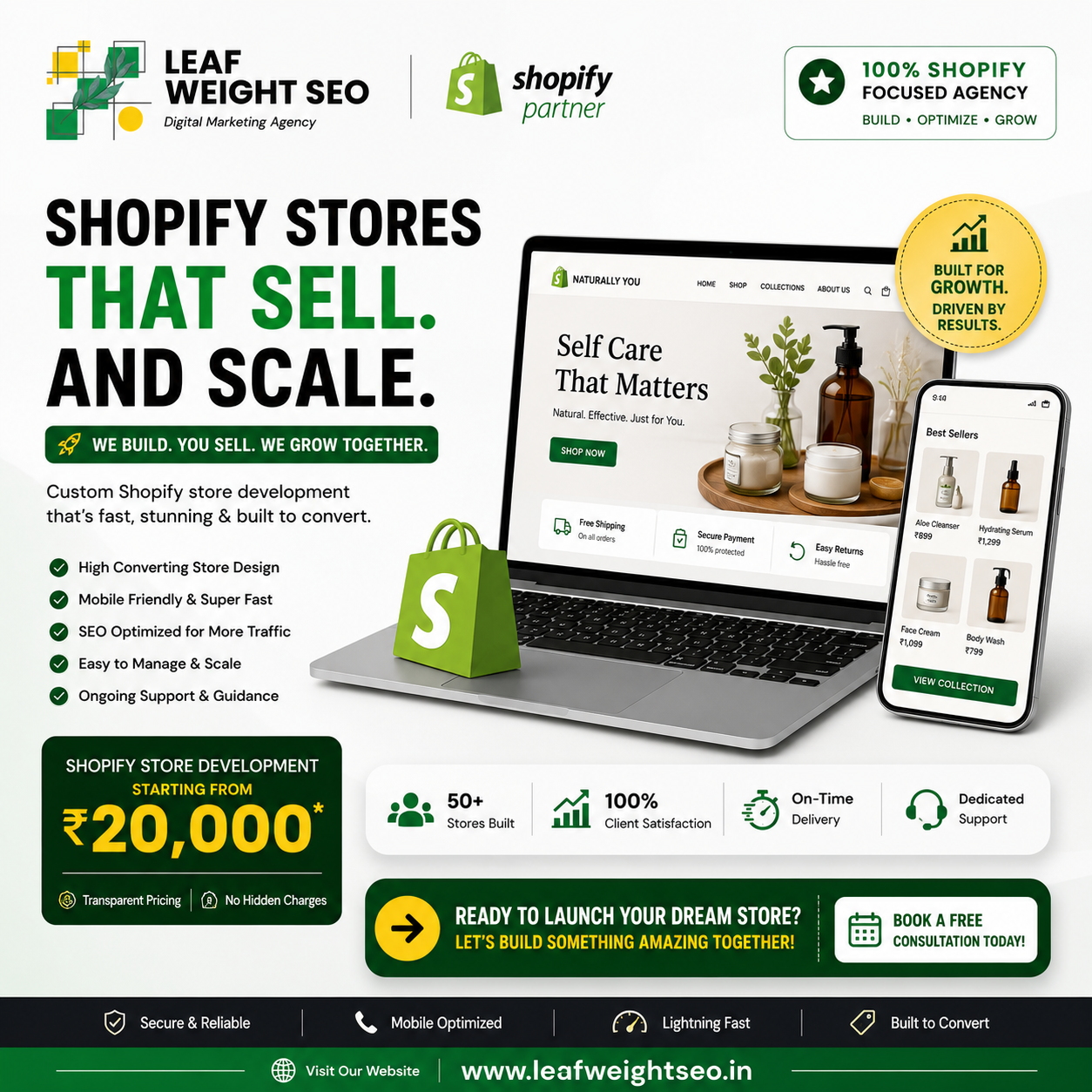 Leaf Weight SEO Facebook ad: Launch Your Shopify Store the Right Way.