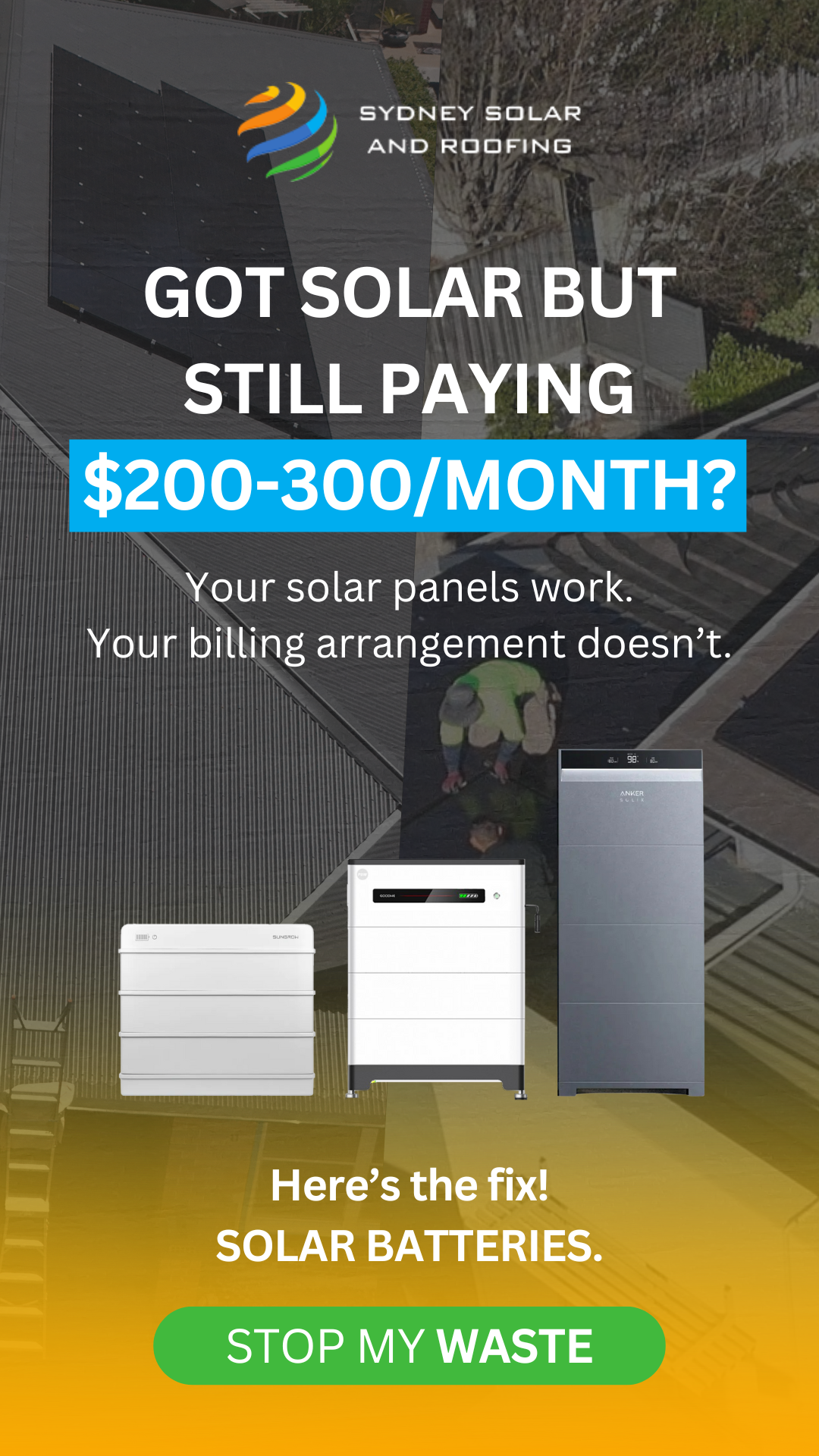 Sydney Solar and Roofing Facebook ad from Feb 4, 2026