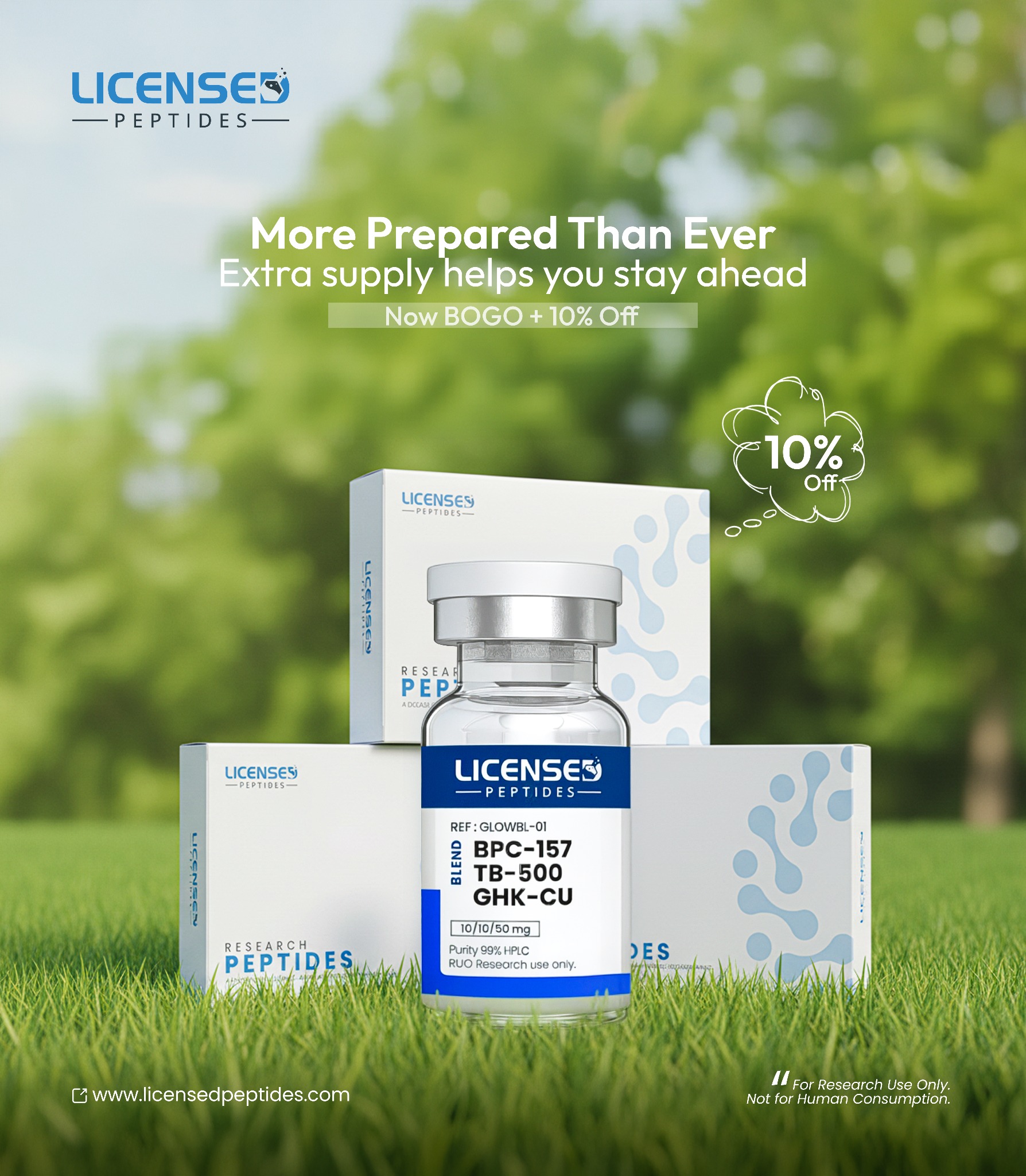 LicensedPeptides.com Facebook ad