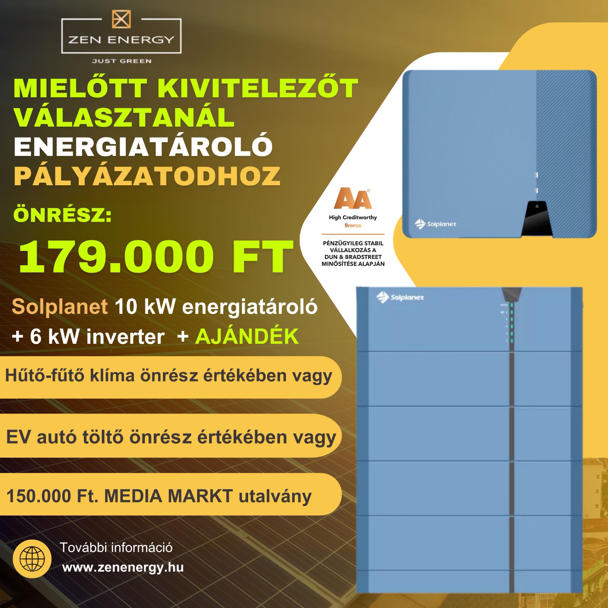 ZEN Energy Kft. Napelem - Klíma - Elektromos fűtés Facebook ad: 179.000 Ft önerővel energiatároló + inverter