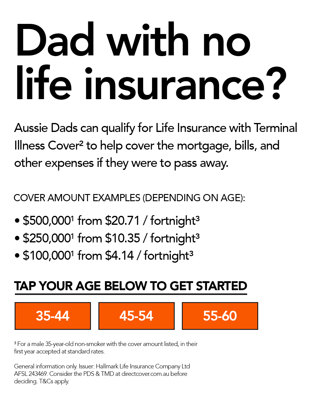 Direct Cover Facebook ad: Affordable Life Cover from just $4.14 per fortnight³