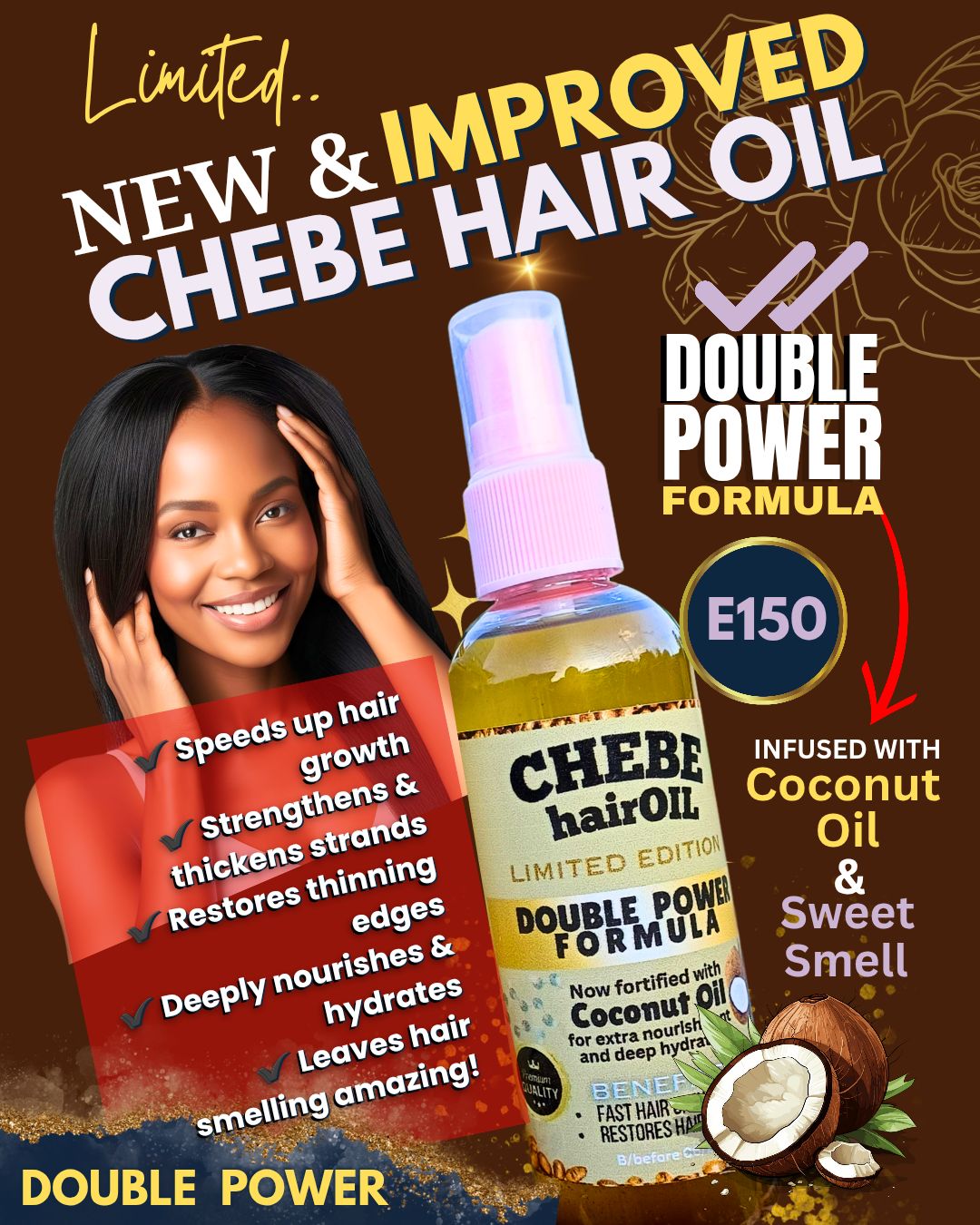 Chebe Hair Balm Facebook ad: Introducing the NEW & IMPROVED Chebe Hair Oil…