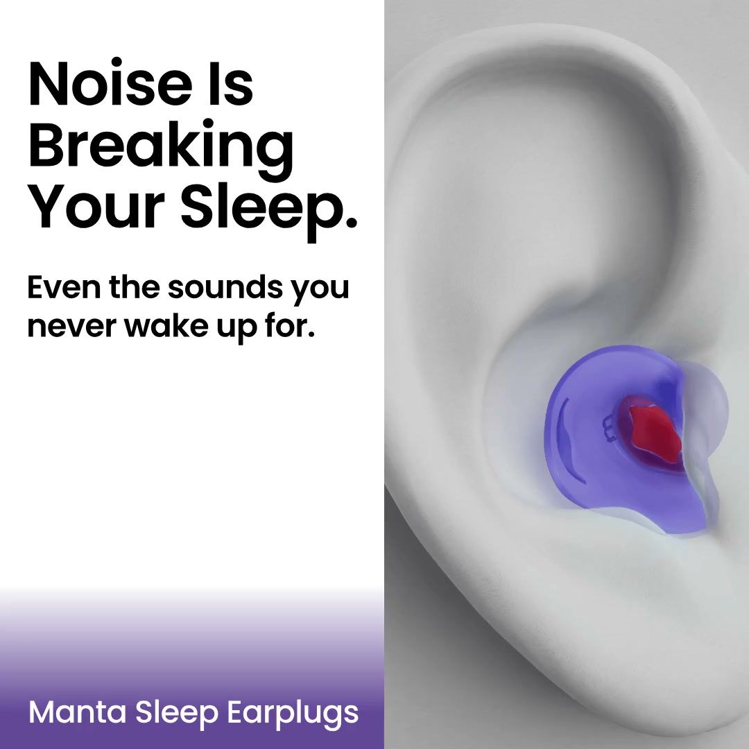 Manta Sleep Facebook ad: Earplugs for side-sleep. Finally.