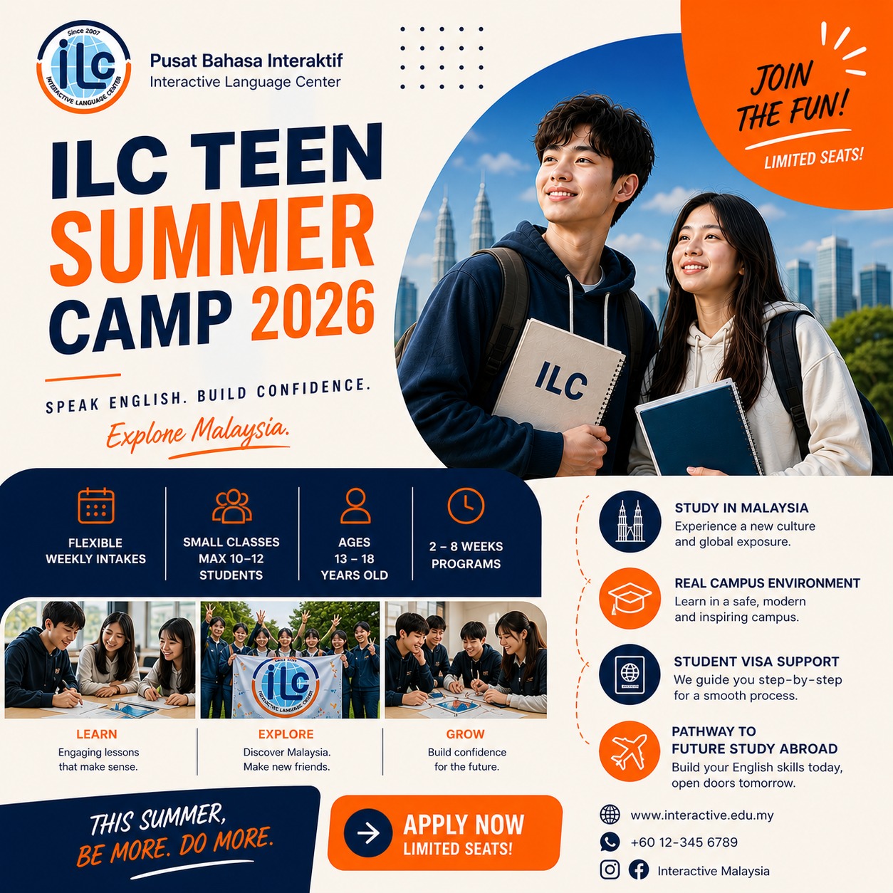 Interactive Learning Center - ILC Facebook ad: Explore Malaysia While Building English Confidence