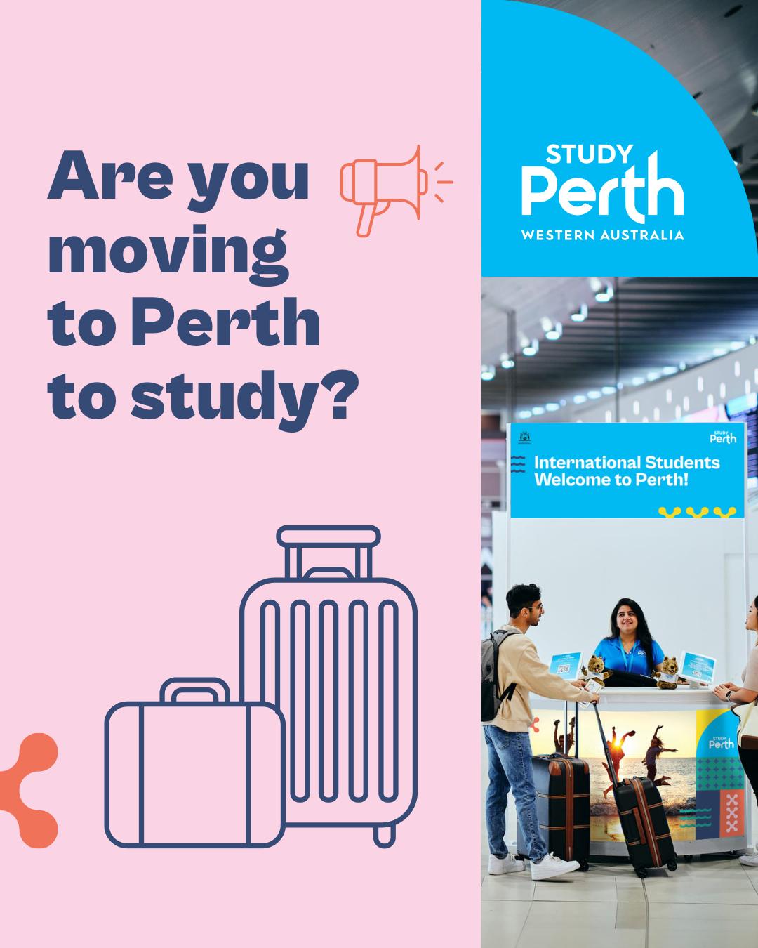 StudyPerth, Western Australia Facebook ad: Are you (or someone you know) arriving in…