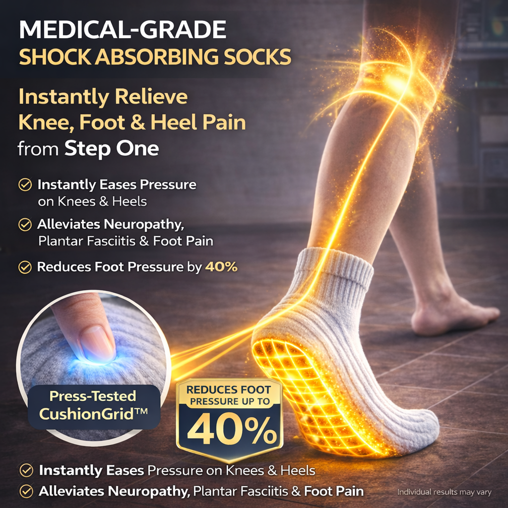 Kya Lively M.D. Facebook ad: Medical-Grade Shock Absorbing Socks for Hard Floors, Long…
