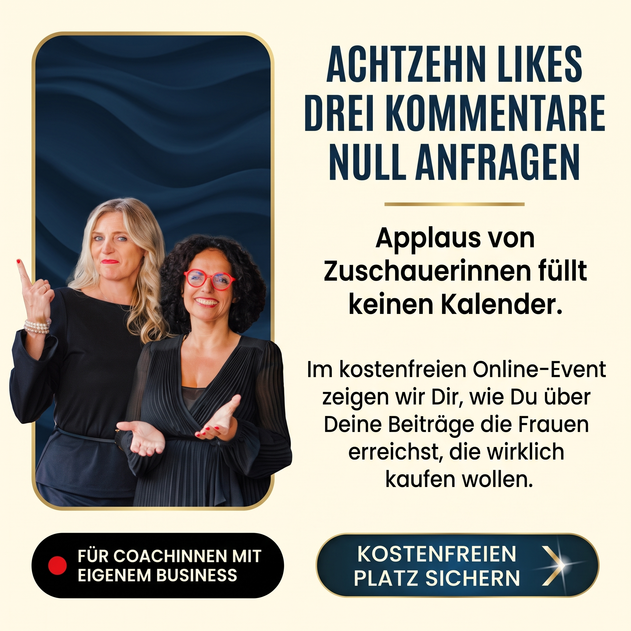 Susanne & Nicole Facebook ad: 10 Tage LIVE Coachingmarkt erobern. Starte hier…