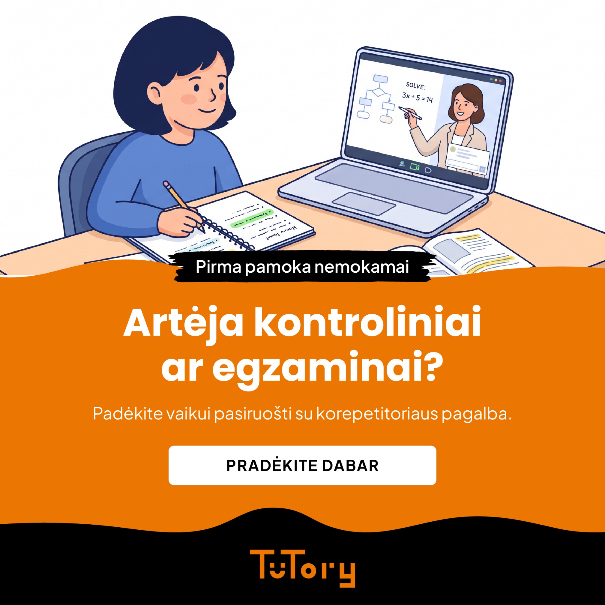 Tutory.lt Facebook ad: Korepetitoriai