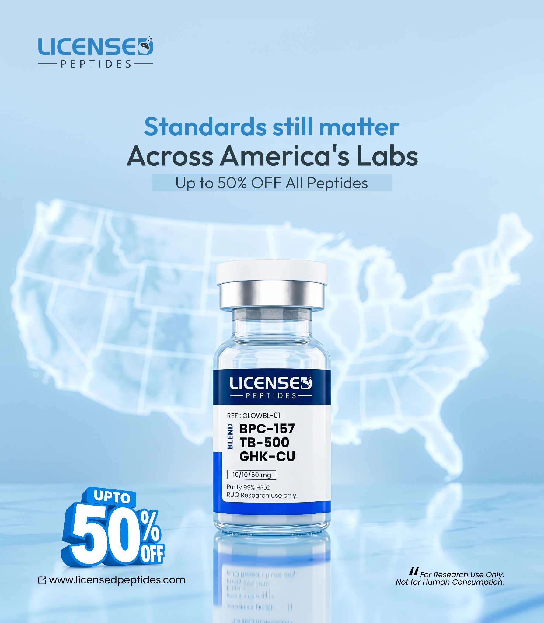 LicensedPeptides.com Facebook ad
