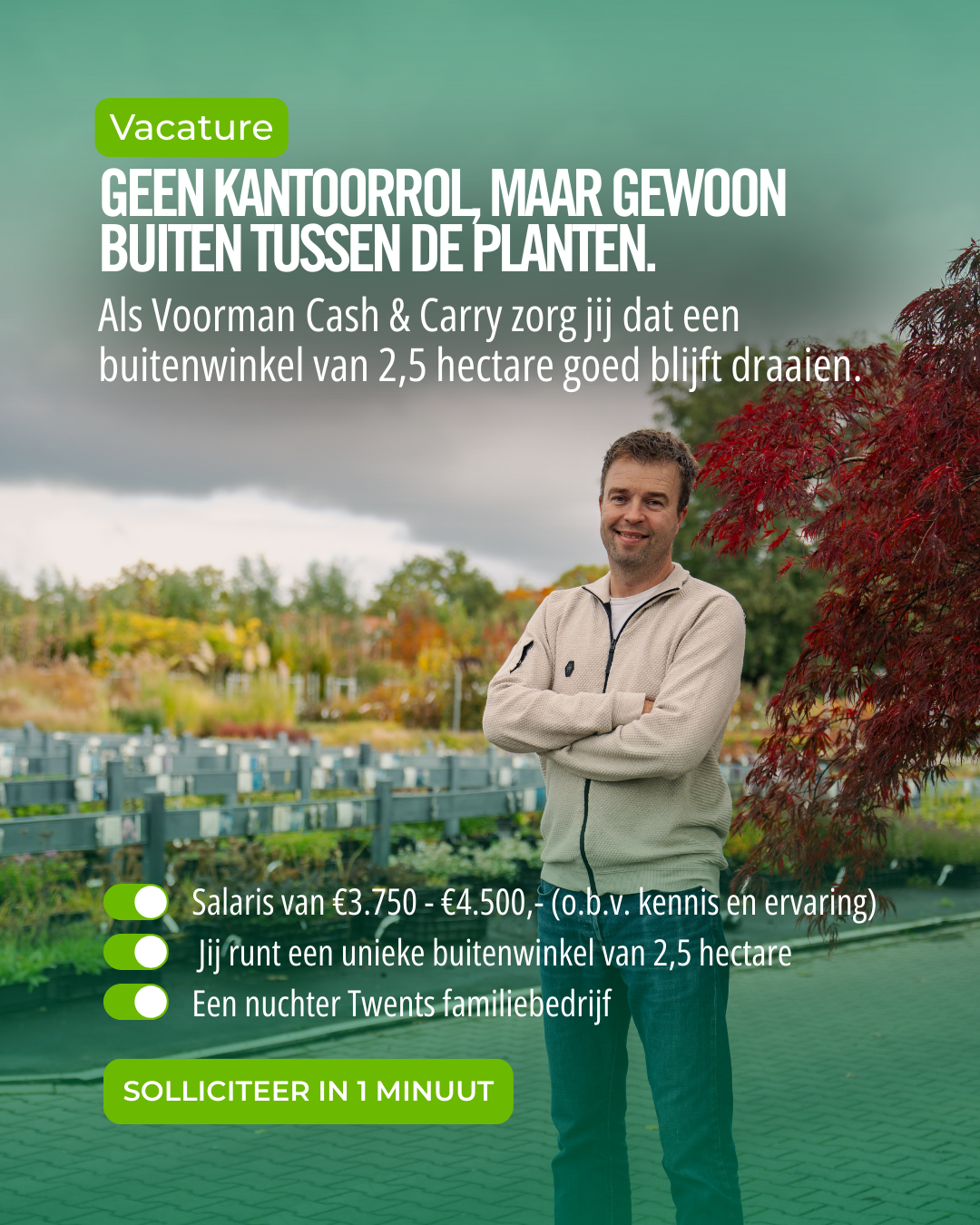 Menkehorst Kwekerijen Facebook ad: Solliciteer binnen 1 minuut