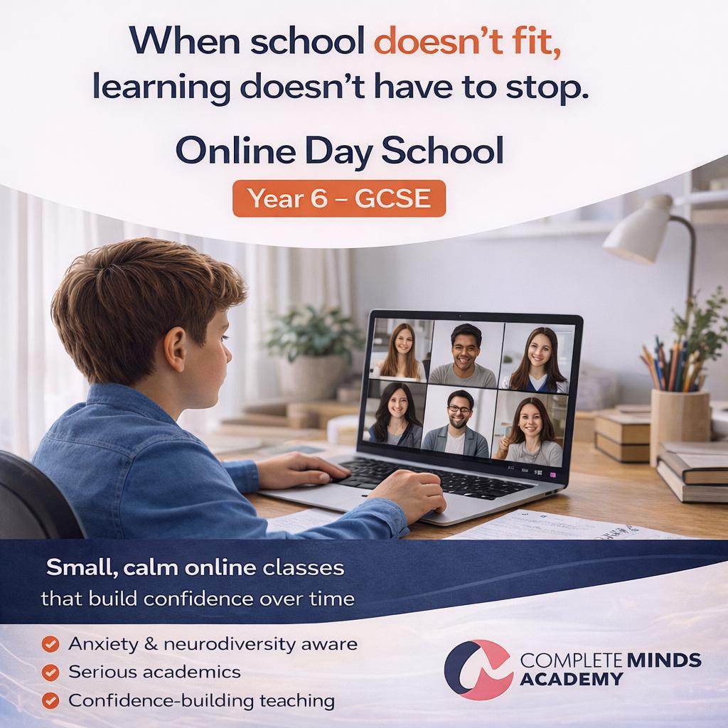 Complete Minds Academy Facebook ad: Learning Without Overwhelm