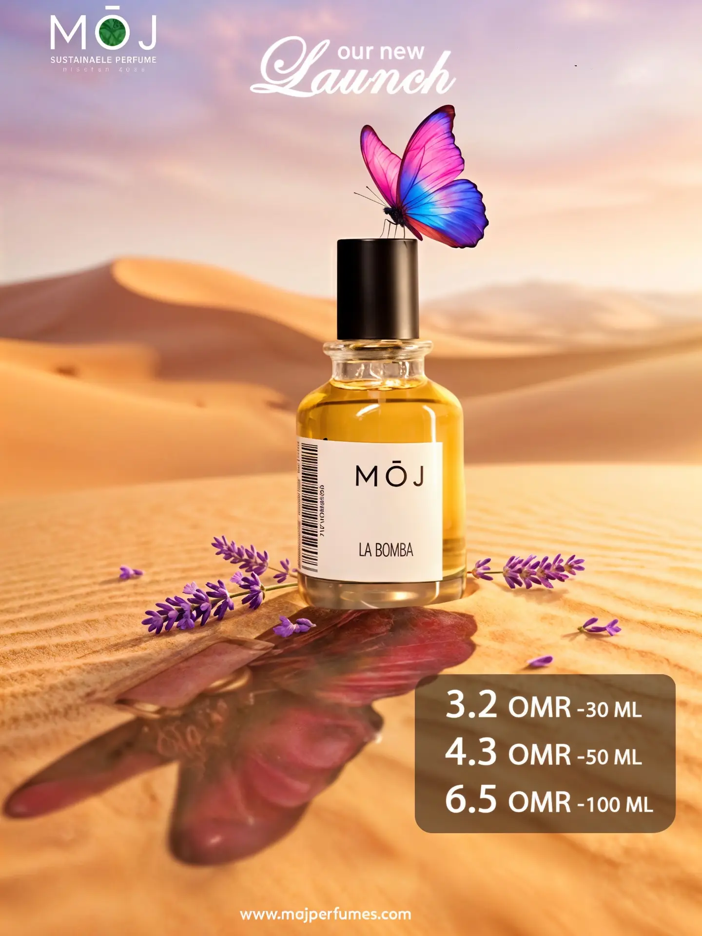 Moj Perfumes Facebook ad: اكتشفوا سحر إصدارنا الجديد لا بومبا (La Bomba)