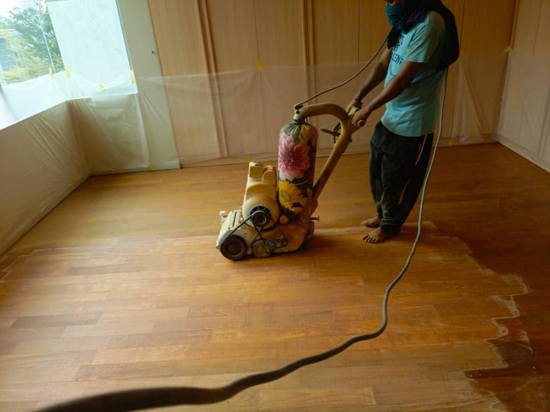 Wooden flooring & Marble polish Facebook ad: **PROMOSI GILA-GILA LANTAI BERKILAT 2026!**