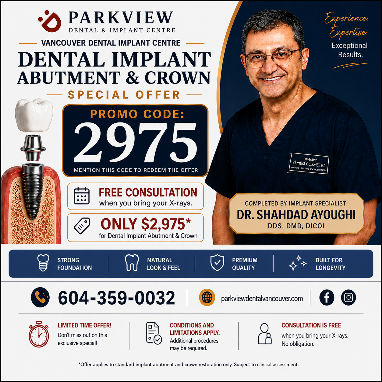 Parkview Dental Vancouver Facebook ad: Book Before Offer Ends - Only $2975