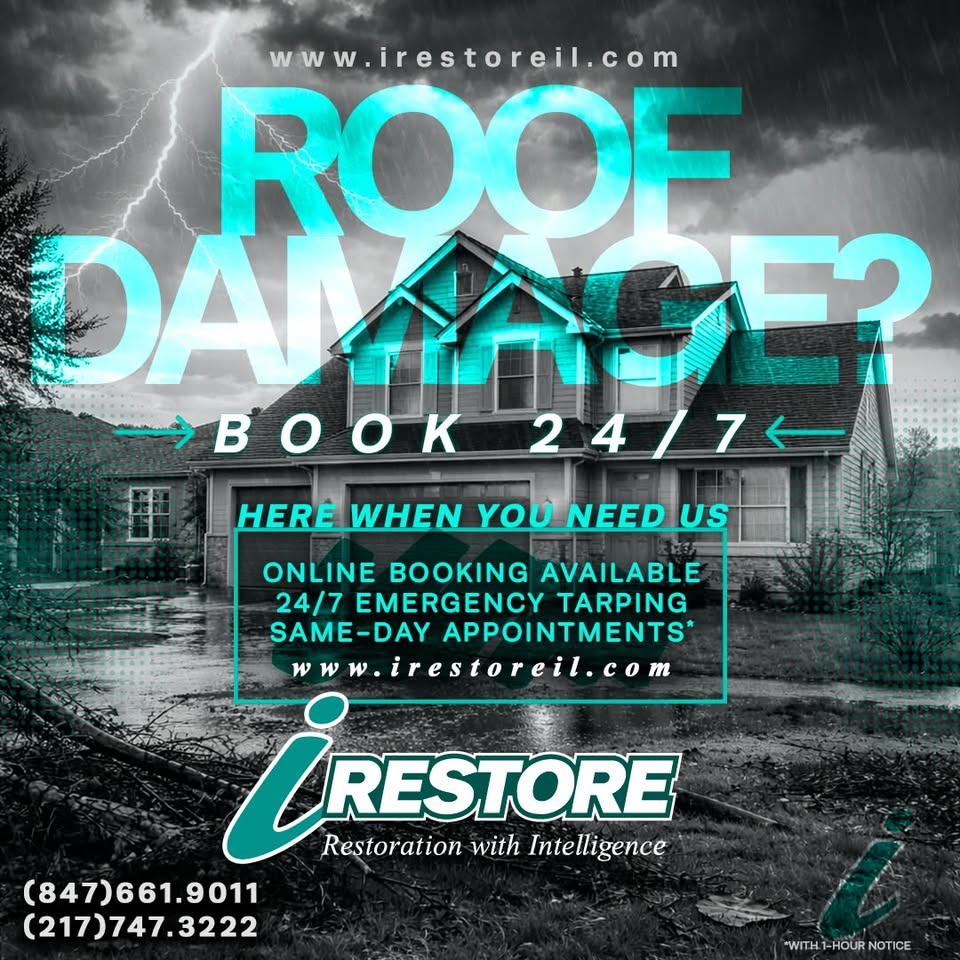 IRestore Facebook ad: Roofing, Siding, Window & Gutter Services for IL…