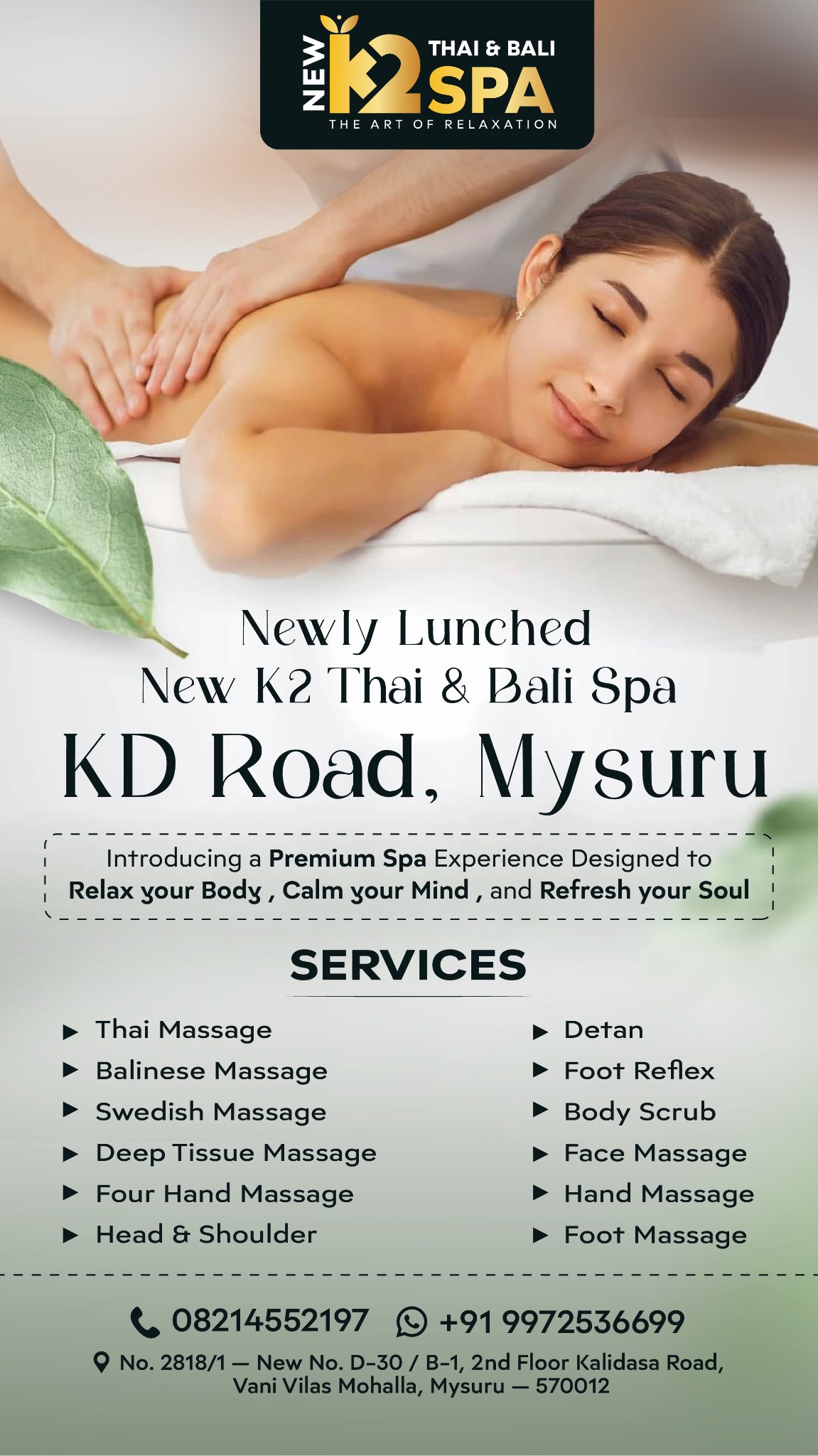New K2 Thai & Bali Spa Facebook ad from May 28, 2026