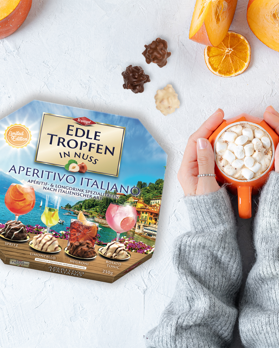 Edle Tropfen in Nuss Facebook ad: Kaffee, Kekse und die Erinnerung an die warmen…