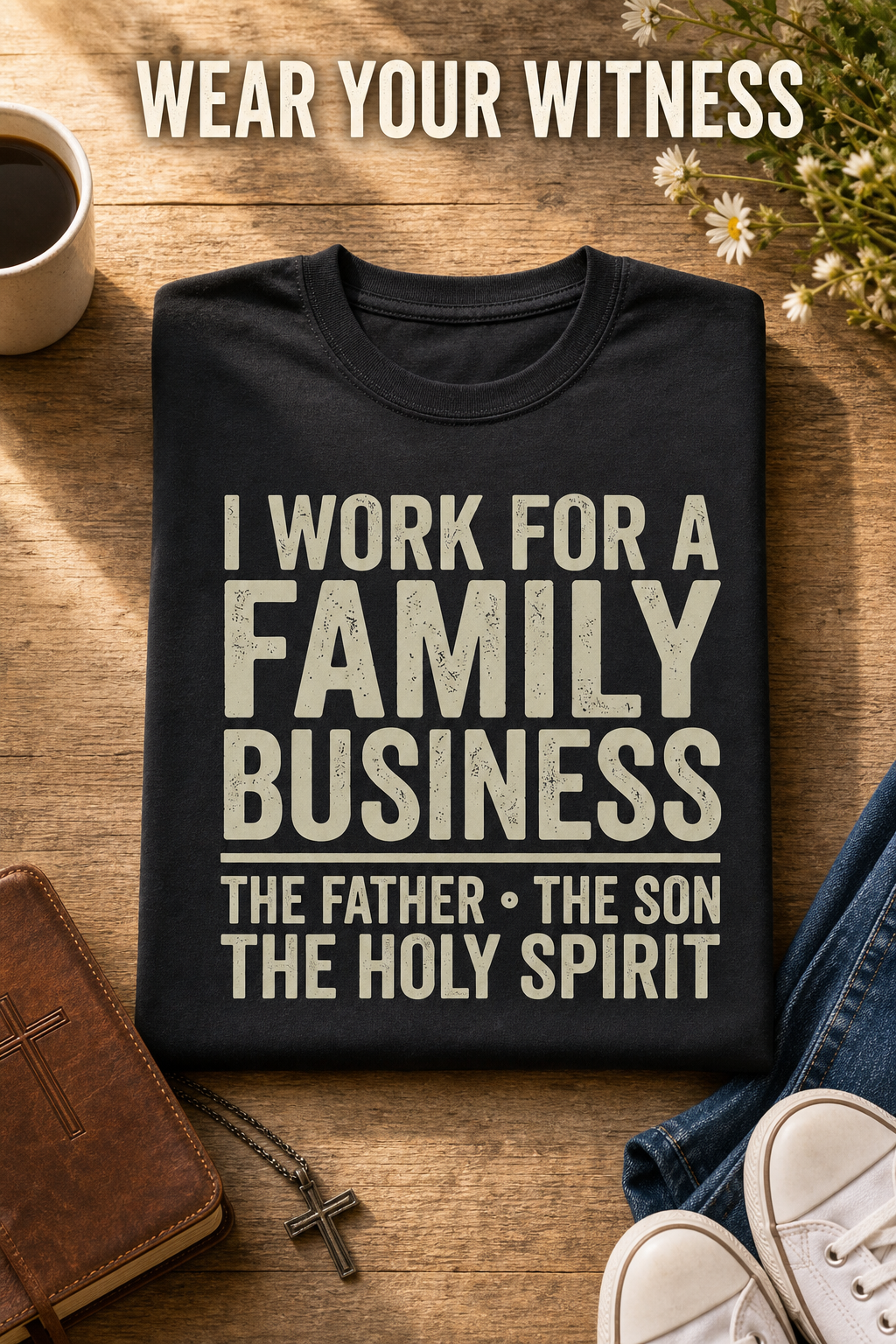AmenTee Facebook ad: Family Business Trinity T-Shirt