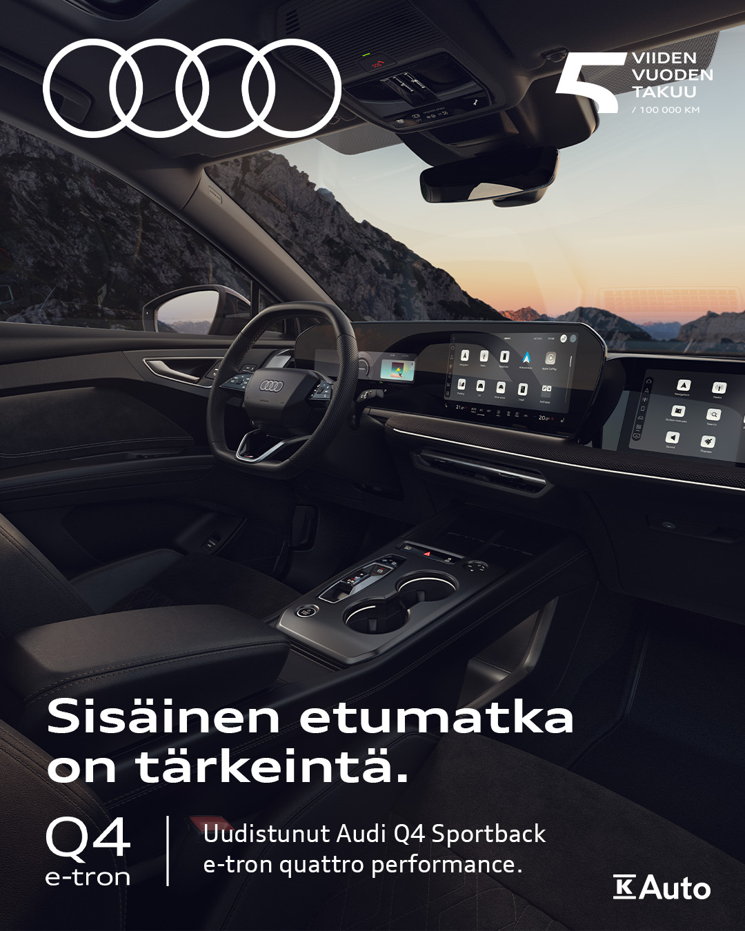 Audi Finland Facebook ad: Uudistunut Audi Q4 Sportback e-tron nyt myynnissä