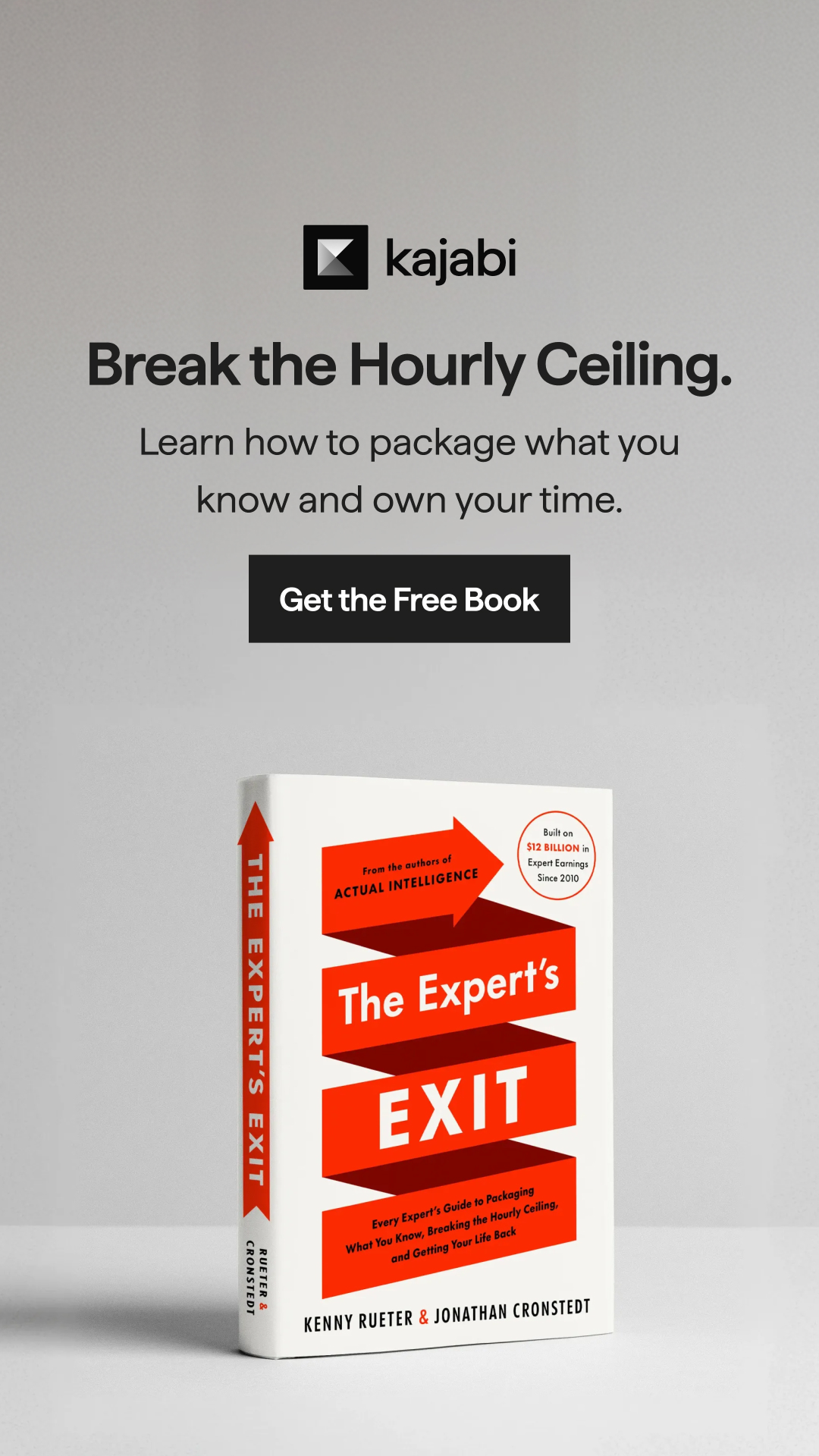 Kajabi Facebook ad: Own Your Time. Get the Free Book.