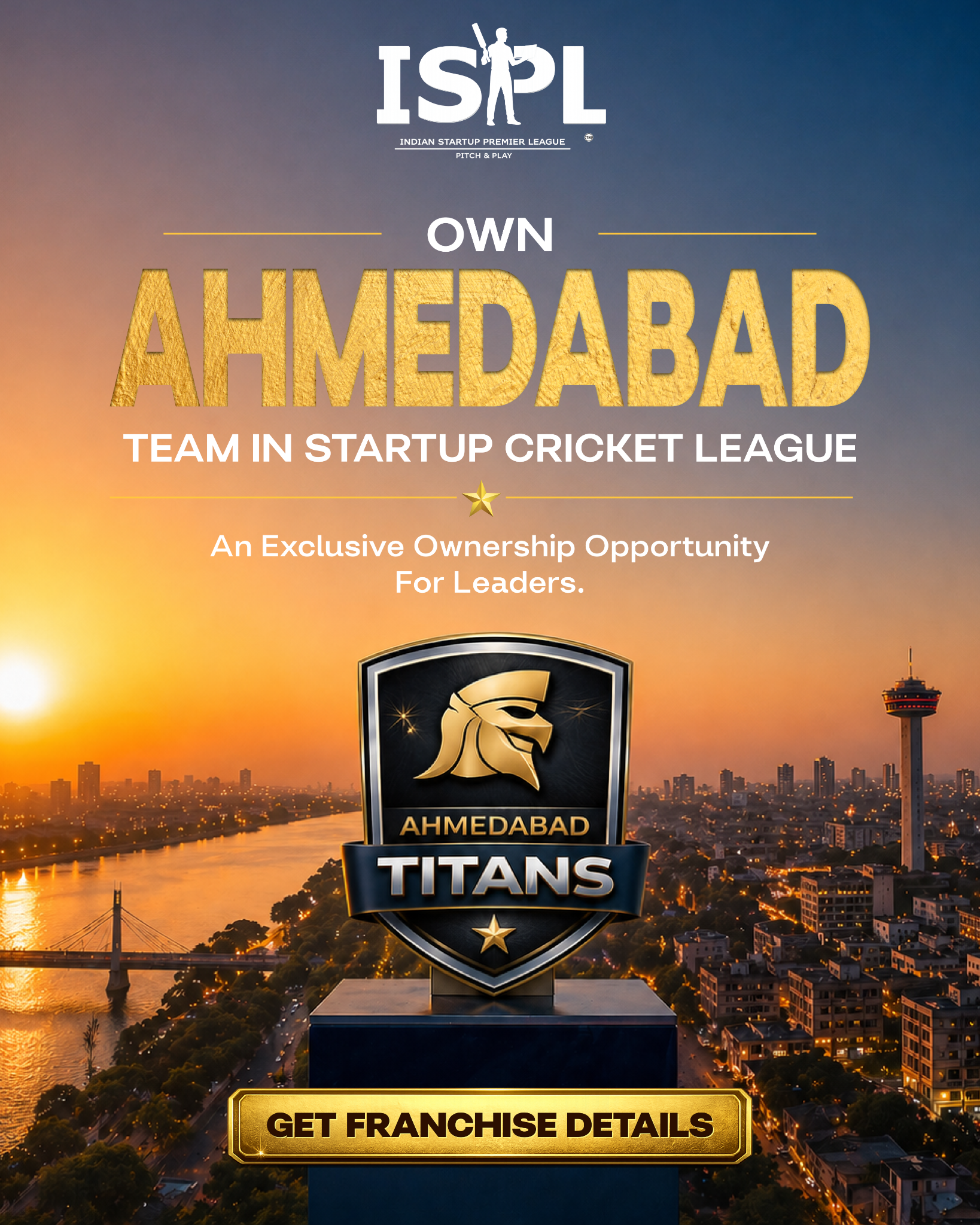 Indian Startup Premier League Facebook ad: Own Ahmedabad Team- Premium Investment Opportunity