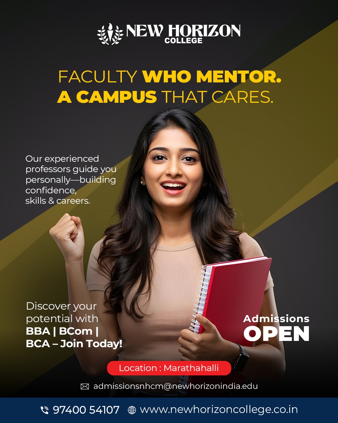 New Horizon College Marathahalli Facebook ad: Explore BBA, BCom, BCA Programs